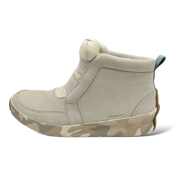 Sorel Out N About Boot Womens 9.5 Waterproof Suede Leather Slip On Mid Beige - Picture 1 of 15